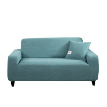 Elastic sofa cover, geometric armchair, knitted, fabric, Blue, 1seater, 90–130 cm