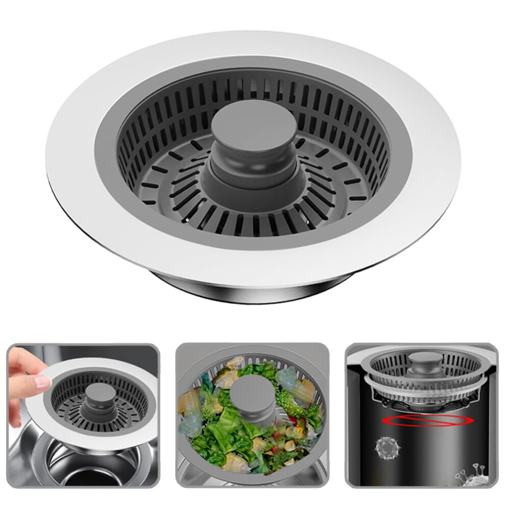 Kitchen Sink Drain Strainer, 3In1 Strainer And Stopper For Standard 3.5' Drain 6276012939346
