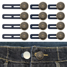 Pack of 12 Waist Extender Elastic Metal Button Waistband Expander Jeans Retractable Buttons for Shirt Trousers Dress Trousers Bronze, dark blue
