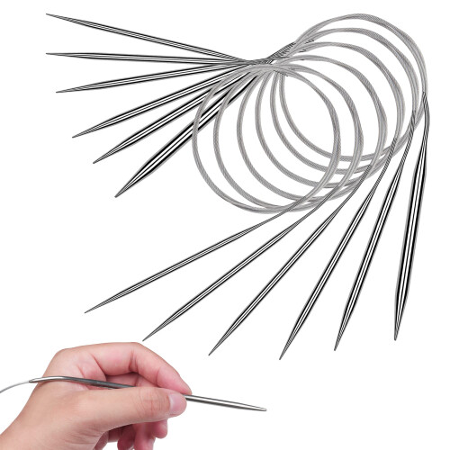 Circular Knitting Needles Set 2.59.0mm, 80cm, Stainless Steel for Beginners