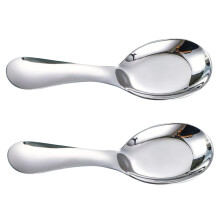 2 pieces children's spoon utensils serving spoon children's cutlery toddler dinner soup spoon cooking spoon for serving food stainless steel silver