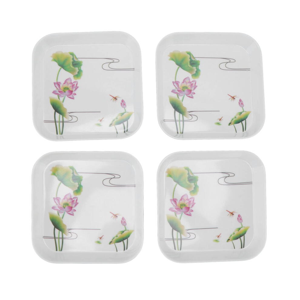 4 Pieces Appetizer Dinner Plates, Creative Fruit Snack Plate, Melamine Serving Cake Dessert Plate (Lotus Flower)-image-OPC-PJ2FDCT-NEW
