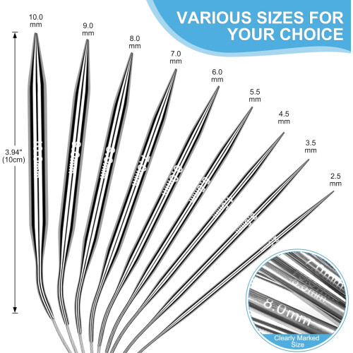 Circular Knitting Needles Stainless Steel Set 40 cm, 2.510.0 mm 1