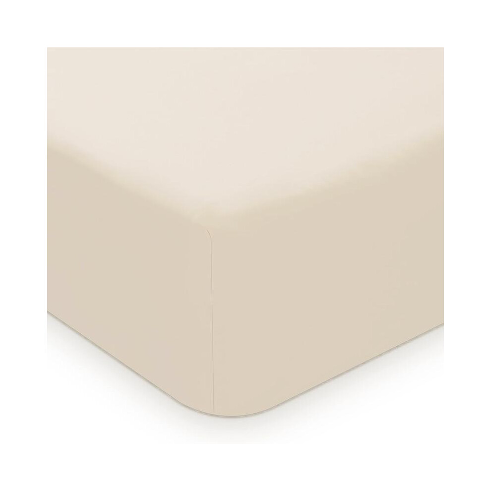 (Cream, King) Fitted Sheet with 2 Pillow cases, Soft Quality Poly Cotton Plain Dyed Bedding Linen-image-OPC-PJ2FK5Q-NEW