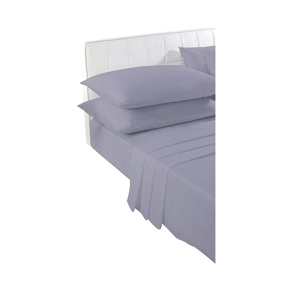 (Grey, Single Sheet with 1 Pillowcase) Extra Deep Fitted Sheet with FREE 2x Pillow Cases, Non Iron Plain Dyed Fitted Sheet and Pillowcases Set, Soft E-image-OPC-PJ2FKJF-NEW