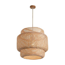 Pendant Light Ceiling Retro Hanging Cafe Lights Loft Japanese Style Hand Weaved Bamboo Woven Lampsh-HAOY