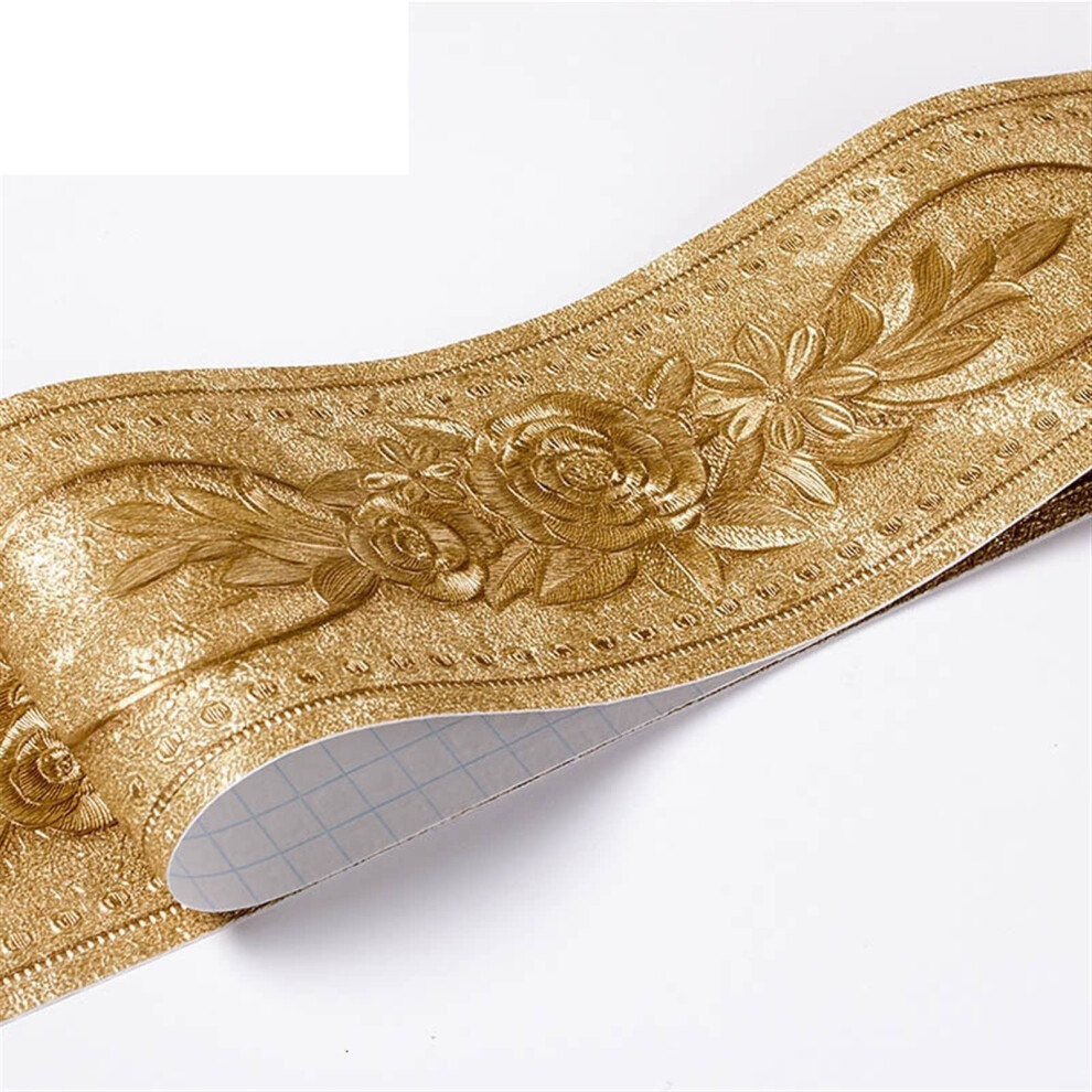 SelfAdhesive Wallpaper Border, Baseboard, SelfAdhesive, 5 m Length, Waist Border, Wall Sticker (Golden Peony)
