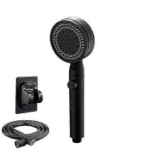 (Black) High Pressure Shower Head 5 Mode Adjustable Handheld Sprinkler With Hose Bracket