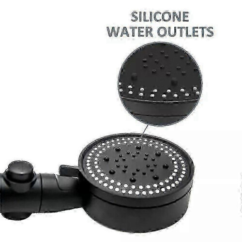 (Black) High Pressure Shower Head 5 Mode Adjustable Handheld Sprinkler With Hose Bracket 2