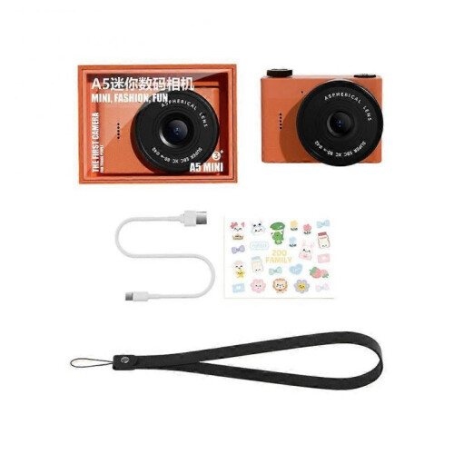 (64g, Orange) Small Digital Camera Mini Video Cam Photography Point Camera Christmas