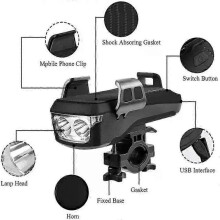 (style6269) 4 in 1 Wasserdicht Fahrradlicht LED USB Radfahren Lampe /Hupe Wiederaufladbar DE