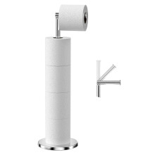 Free Standing Toilet Paper Holder, Stainless Steel Toilet Paper Dispenser, Toilet Roll Holder Stand with Heavy Base, Anti-Rust Toilet Roll Holder (Sil