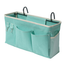 1 x Bedside Table Hanging Basket Storage Organiser Bedside Cabinet Organiser for Laptop Tablet Magazine Phones (Light Blue)