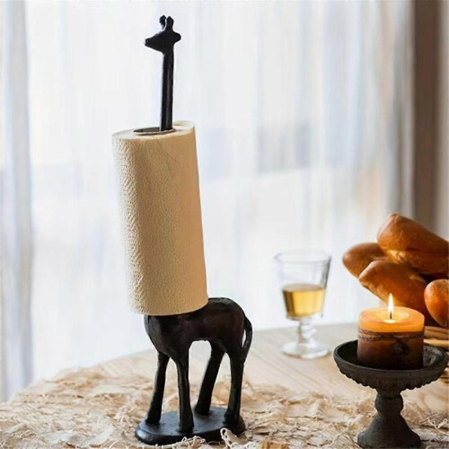 Giraffe Paper Towel Holder Cast Iron Animal Statue Tissue Stand 2
