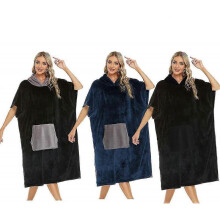 (L, Style 1) Beach Changing Robe Surf Bath Towel Hooded Quick Dry Poncho Bathrobe Unisex