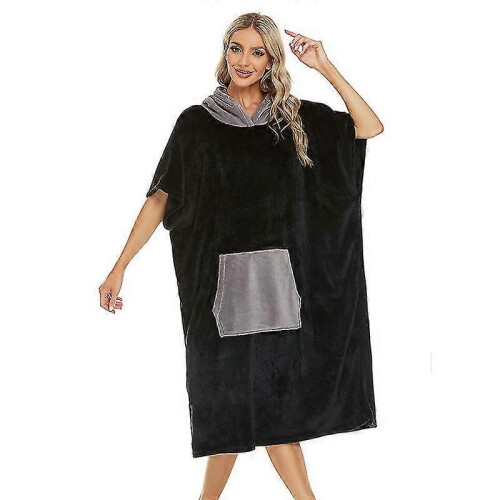 (L,Style 5)Beach Changing Robe Surf Bath Towel Hooded Quick Dry Poncho Bathrobe Unisex 1