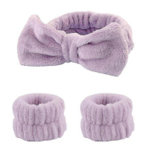 (purple) Wash Face Wristband Set Headbands Spa Bathroom Accessories Set Water Absorption Waterproof Wristbands Women Girls Sweatbands