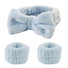 (blue) Wash Face Wristband Set Headbands Spa Bathroom Accessories Set Water Absorption Waterproof Wristbands Women Girls Sweatbands
