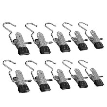 10pcs Hanger Clip Space-saving Metal Clothespin Hook Soft Rubber Coating Durable Clip Pants Hats