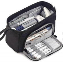 Pencil Case Large Capacity Pencil Pouch Handheld Pen Bag Cosmetic Portable Gift for Office School Teen Girl Boy Men Women Adult (black)