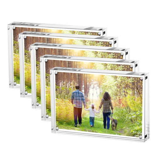 Acrylic Magnetic Photo Frame Double Sided Frameless Picture Frame, Clear, for Desktop Ref: 9787