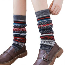 (Gray) Leg Warmers For Women Girls Loose Legs Warmer Knitted Socks Boot Cuffs Gaiters Winter Sock