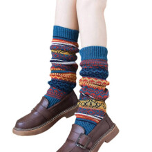 (Blue) Leg Warmers For Women Girls Loose Legs Warmer Knitted Socks Boot Cuffs Gaiters Winter Sock