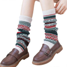 (Beige) Leg Warmers For Women Girls Loose Legs Warmer Knitted Socks Boot Cuffs Gaiters Winter Sock