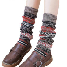 (Khaki) Leg Warmers For Women Girls Loose Legs Warmer Knitted Socks Boot Cuffs Gaiters Winter Sock