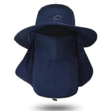 (Navy Blue) Fishing Hat Uv Cap Summer Bucket Hat With Removable Face Neck Cover Darkgrey