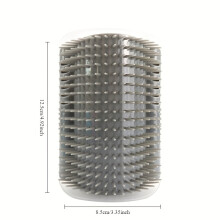 (Grey) Wall-Mounted Cat Groomer with Self-Grooming Massage Comb-PVC Corner Brush, Suitable for Cats and Small Pets