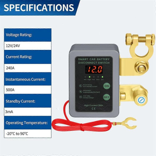 Car Remote Battery Disconnect Switch 12V 240A Remote Control Switch 1