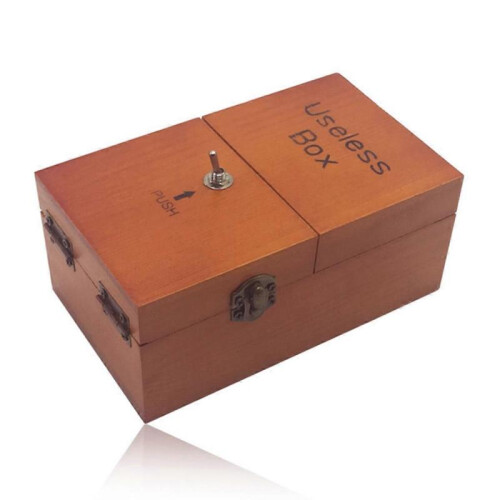 A Useless Box with Surprises Wooden Useless Box Dark Wood Color 1