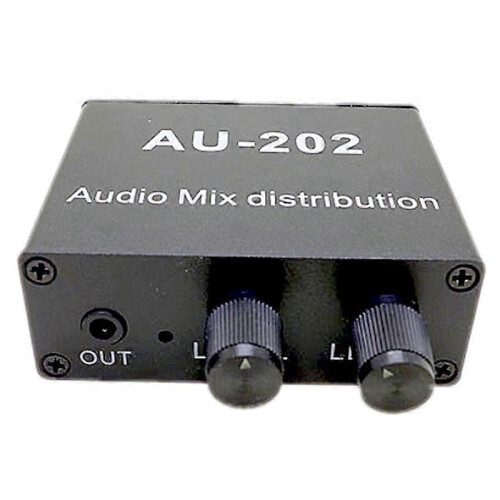 AU-202 2 Input 2 Output Stereo Mixer Audio Distributor 1