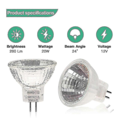 12V 20W Dimmable MR11 GU4 Halogen Bulbs - 12pcs Warm White 2700K for Ceiling Lights 2