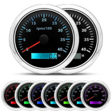 (4000rpm-BS) 85MM Digital Tachometer with 7 - Colors Backlight and LCD, 3000/4000/6000/7000/8000 RPM for Car, Marine, Boat, Yacht, RV