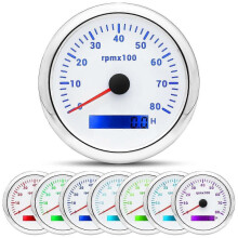 (8000rpm-WS) 85MM Digital Tachometer with 7 - Colors Backlight and LCD, 3000/4000/6000/7000/8000 RPM for Car, Marine, Boat, Yacht, RV