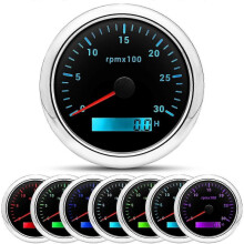 (3000rpm-BS) 85MM Digital Tachometer with 7 - Colors Backlight and LCD, 3000/4000/6000/7000/8000 RPM for Car, Marine, Boat, Yacht, RV