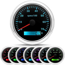 (7000rpm-BS) 85MM Digital Tachometer with 7 - Colors Backlight and LCD, 3000/4000/6000/7000/8000 RPM for Car, Marine, Boat, Yacht, RV