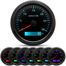 (3000rpm-BN) 85MM Digital Tachometer with 7 - Colors Backlight and LCD, 3000/4000/6000/7000/8000 RPM for Car, Marine, Boat, Yacht, RV