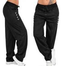 (2XL, Black) Running & Gym Women's Straight Leg Loose Drawstring Sweatpants