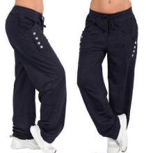 (2XL, Navy Blue) Running & Gym Women's Straight Leg Loose Drawstring Sweatpants