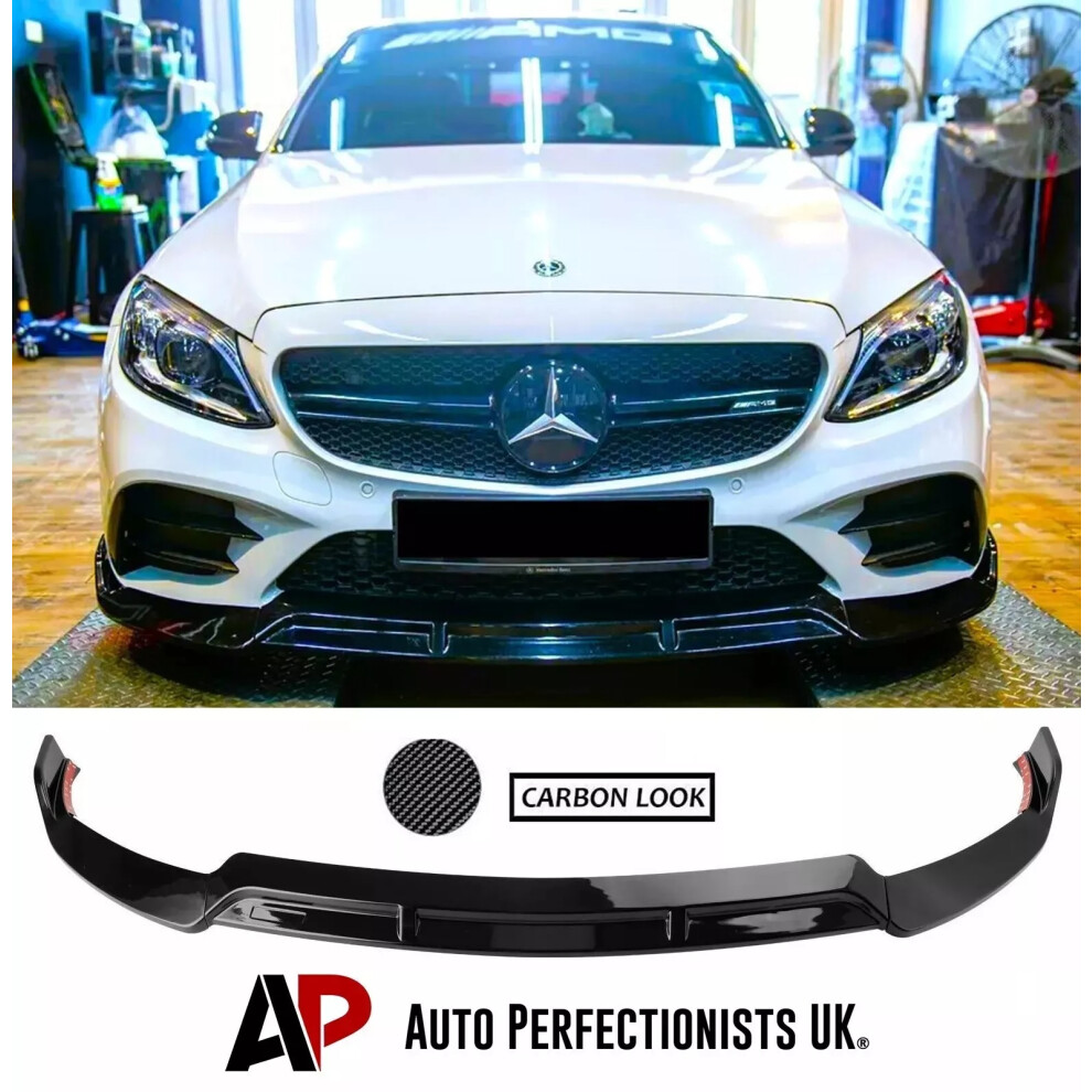 For Mercedes C Class Amg Line C43 W205 B Style Carbon Splitter Spoiler Lip 5061072661808