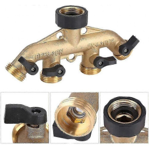Brass Garden Hose Connector 4 Outlet Distributor Water Flow Adjustable And 1