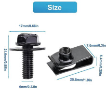 (Black 20pcs) Car fender bolts screws metal fierce steel fastener engine under guard plate
