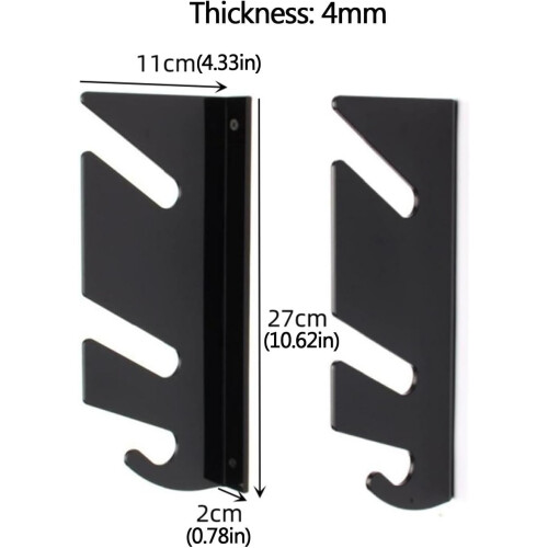 Skateboard Wall Mount  Acrylic with Hanger Hooks  Two Layer Deck Shelf for Storage 2