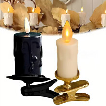 (Black base + candle) Christmas Tree Clip-on Candle Clip-on Lamp