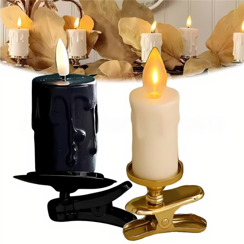 (Single black base) Christmas Tree Clip-on Candle Clip-on Lamp