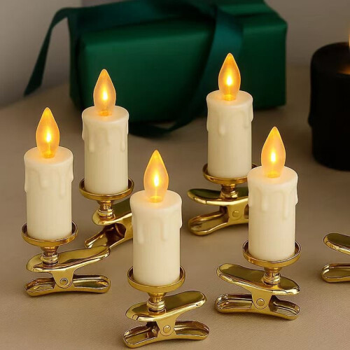(Single black base) Christmas Tree Clip-on Candle Clip-on Lamp 1