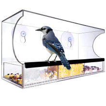 squirrel feeder with suction cups, transparent acrylic, 30 x 11 x 32.5 cm